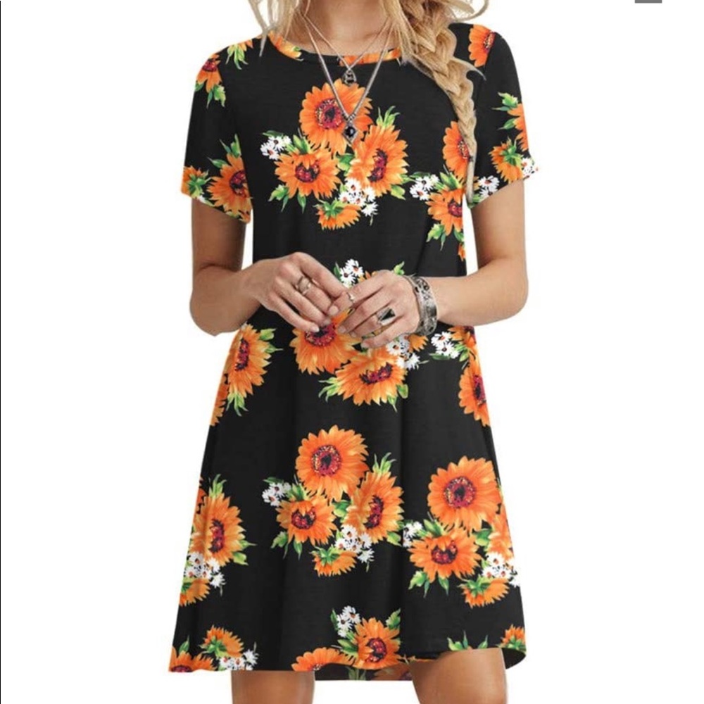 Black Sunflower T-Shirt Dress